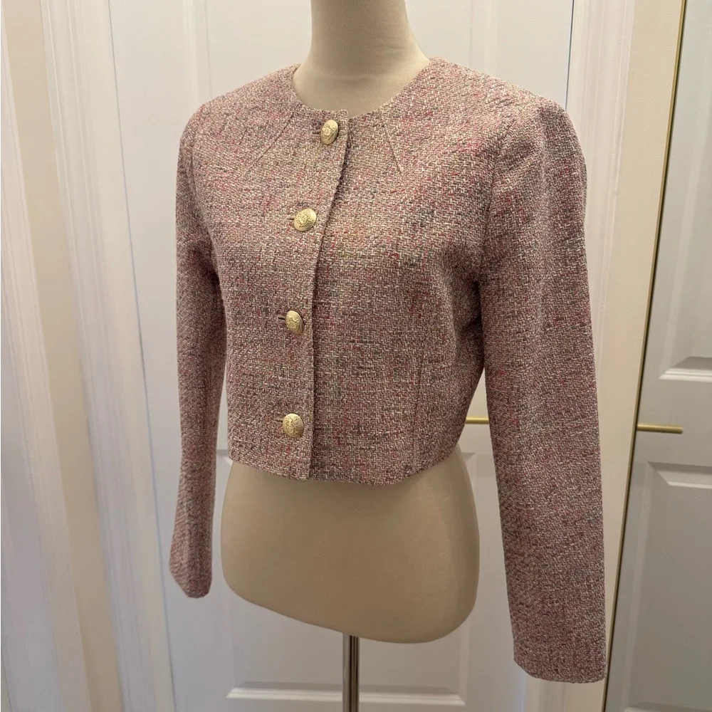 TED BAKER NWT PINK TWEED CROPPED BLAZER 3 - Picture 9 of 13